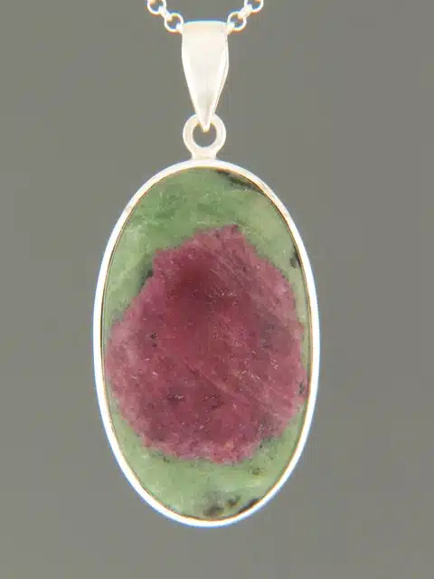 Ruby & Zoisite Pendant - Sterling Silver