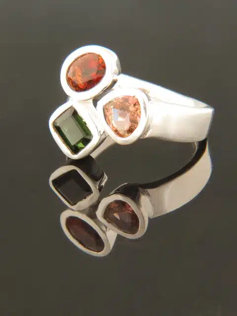 Tourmaline & Morganite Ring - Sterling Silver