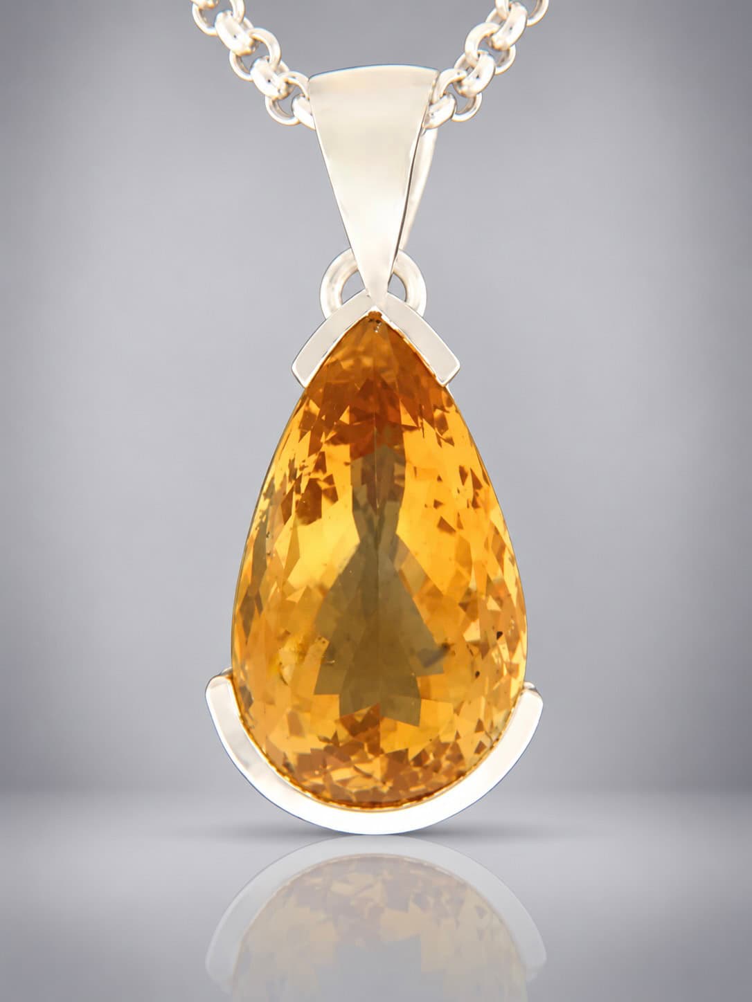 Citrine faceted sterling silver pendant