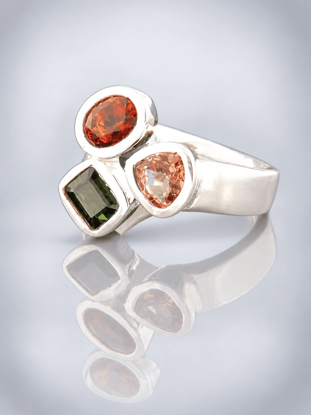 Tourmaline & Morganite Ring - Sterling Silver - T103R