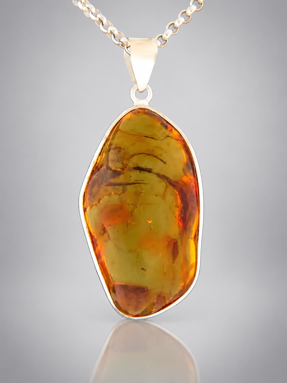 sterling silver amber pendant