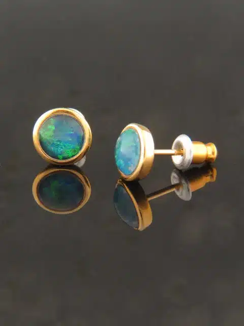 Opal Earrings - Gold Vermeil stud