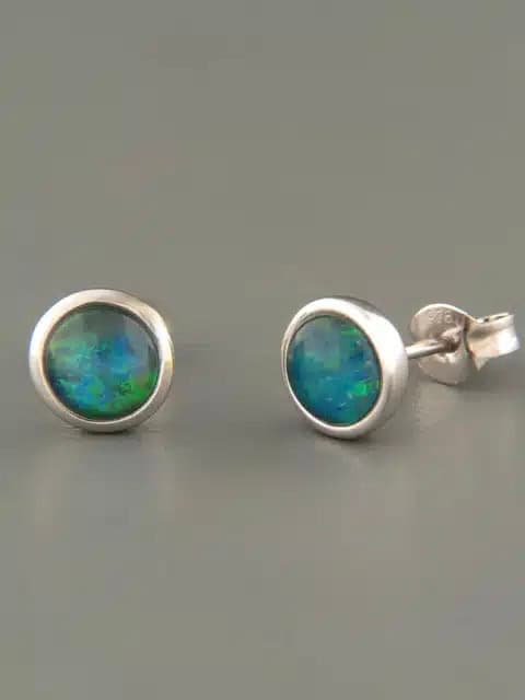 Opal Earrings - Sterling Silver Stud