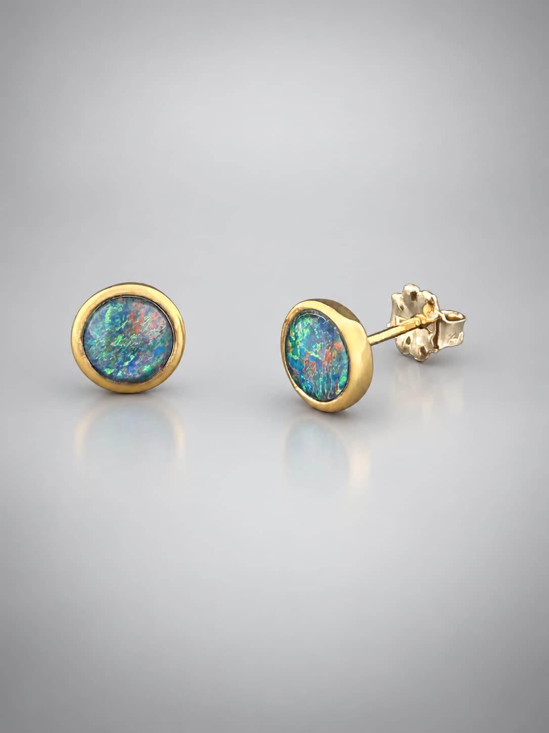 Opal Earrings - Gold Vermeil stud - OP500GV