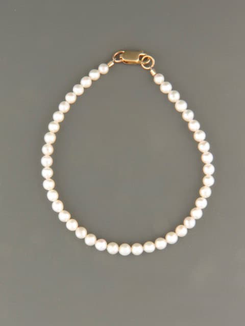 4mm White Pearl Bracelet - YW4B