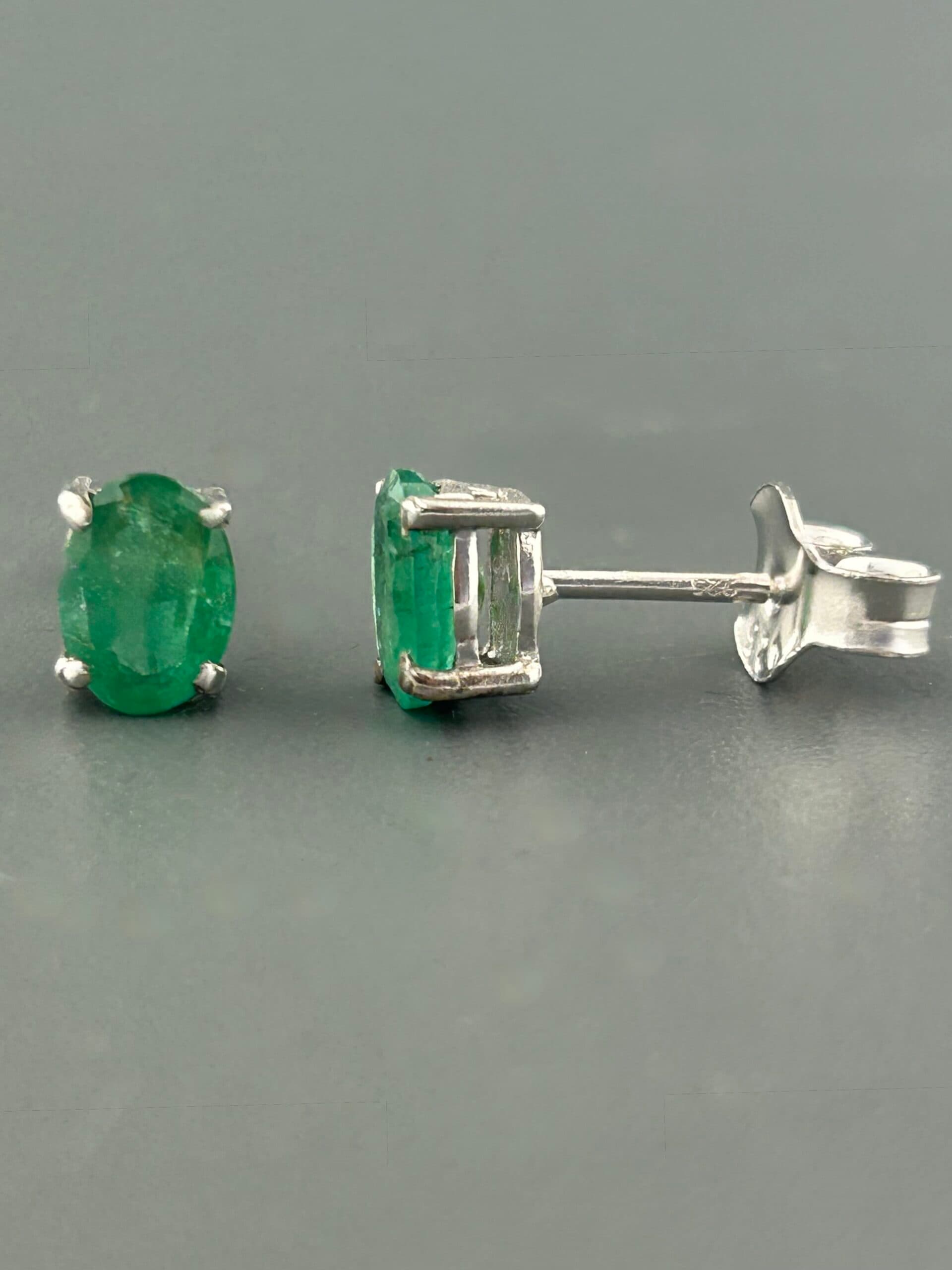 Emerald Earrings - Sterling Silver stud