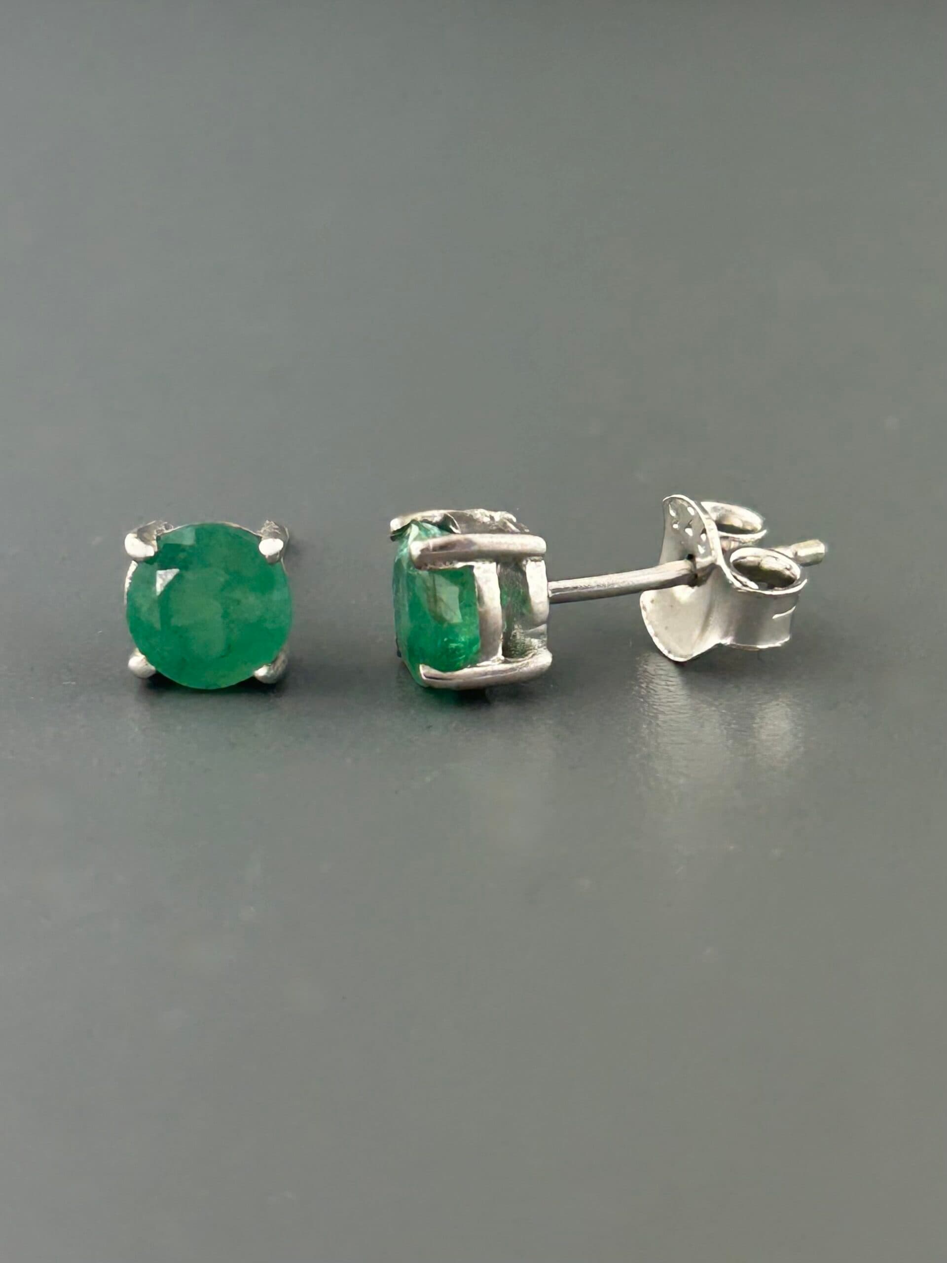 Emerald Earrings - Sterling Silver stud