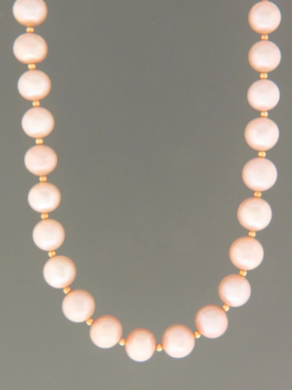 9mm Pink Pearl Necklace with round Gold beads