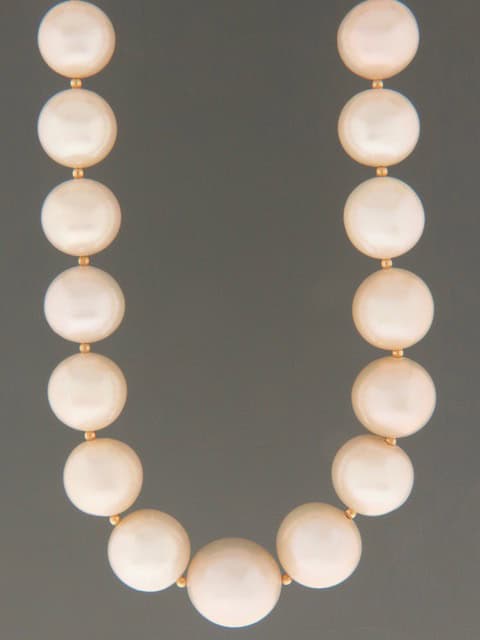 White Pearl Necklace with Gold beads - 12-17mm Pearls