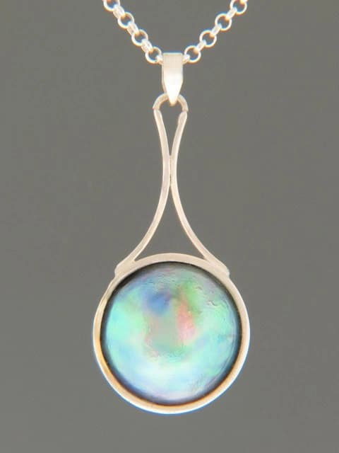 Blue Pearl Pendant - Sterling Silver - 17mm Pearl