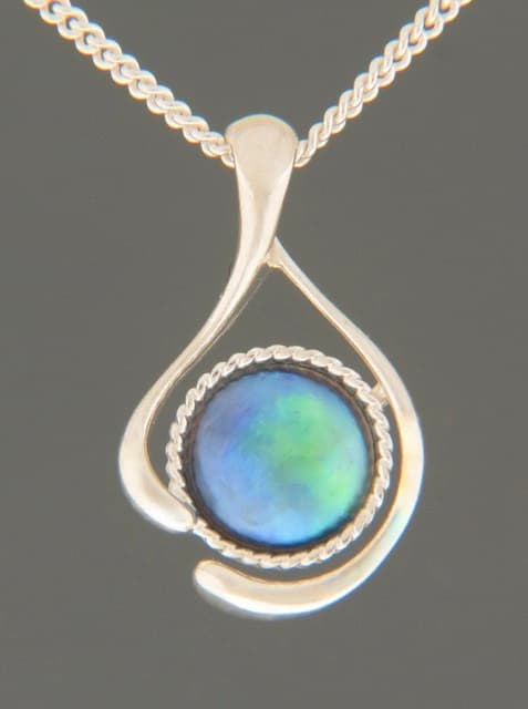 Blue Pearl Pendant - Sterling Silver - 10mm Pearl