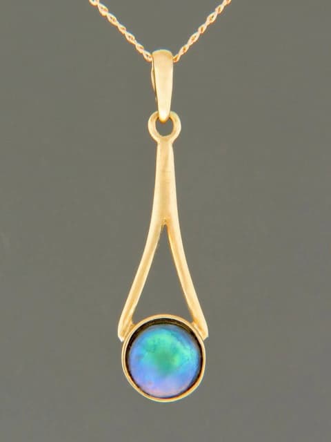 Blue Pearl Pendant - 9ct Gold - 8mm Pearl