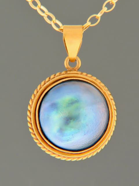 Blue Pearl Pendant - Gold Vermeil - 16mm Pearl