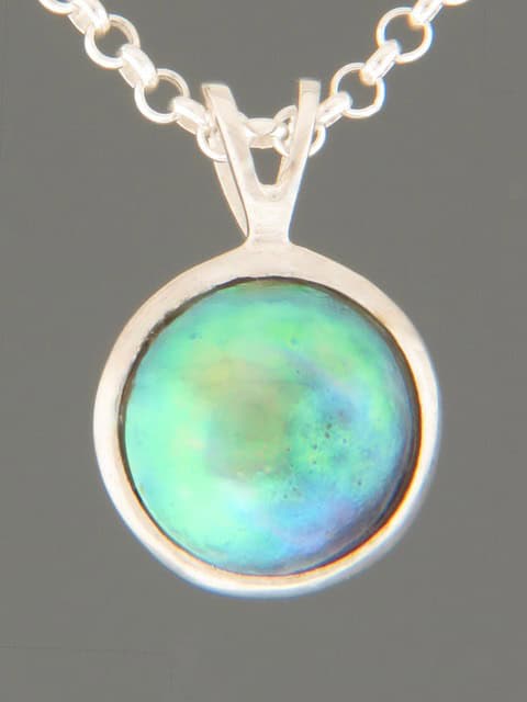 Blue Pearl Pendant - Sterling Silver - 11mm Pearl