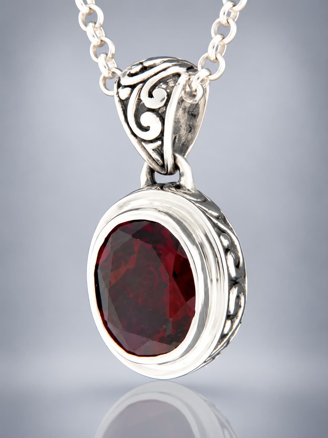 Garnet sterling silver pendant