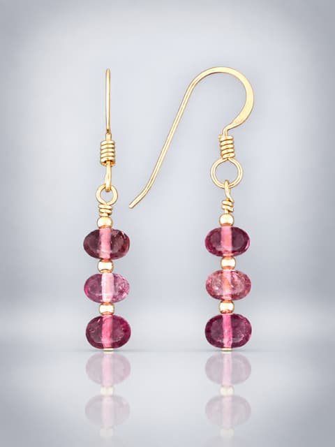 gold pink tourmaline earrings