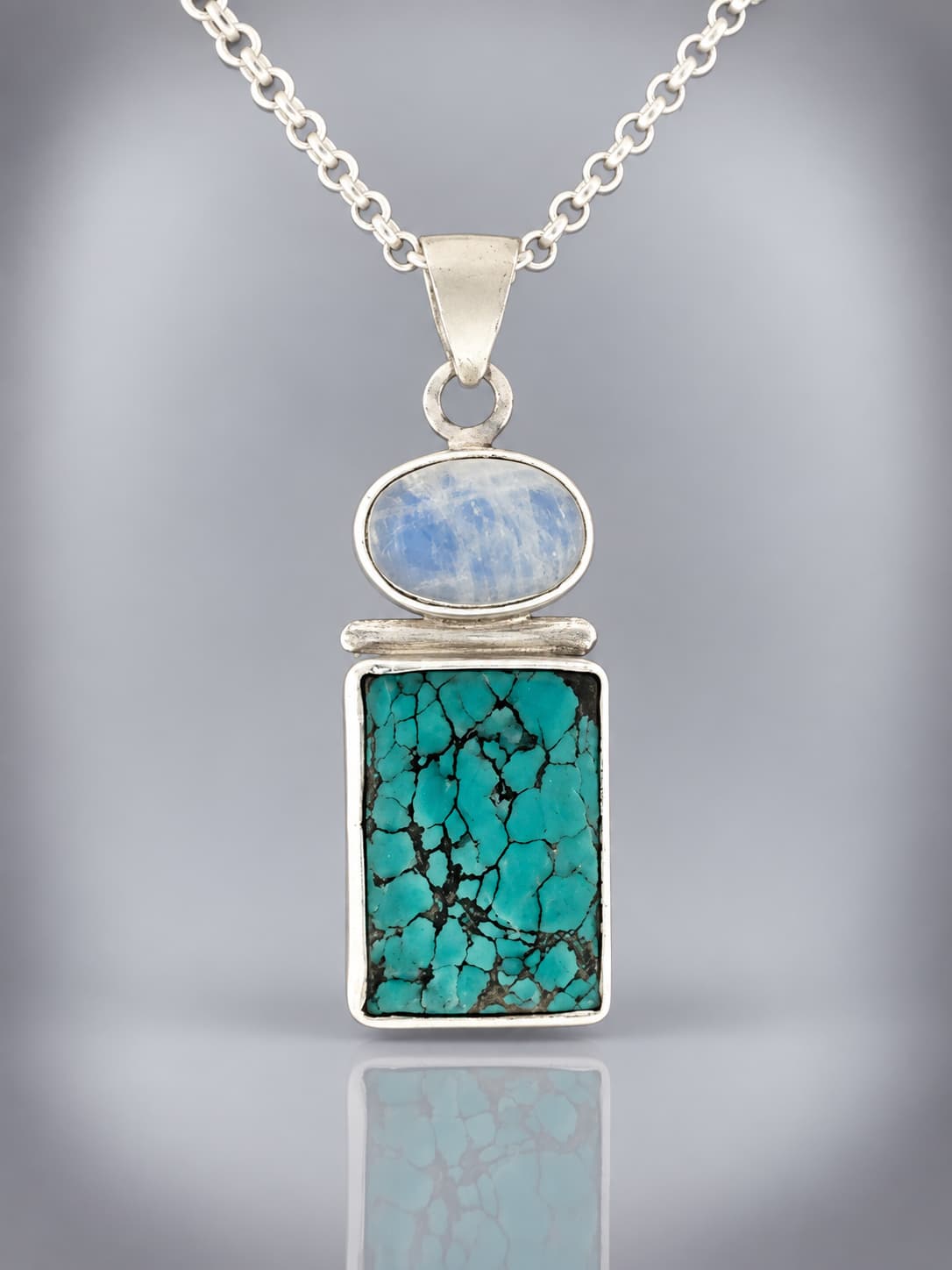 sterling silver turquoise and moonstone pendant