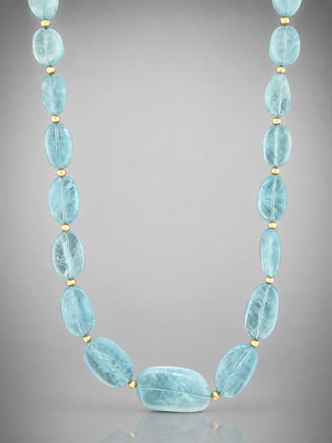 Aquamarine Necklace with Gold beads
