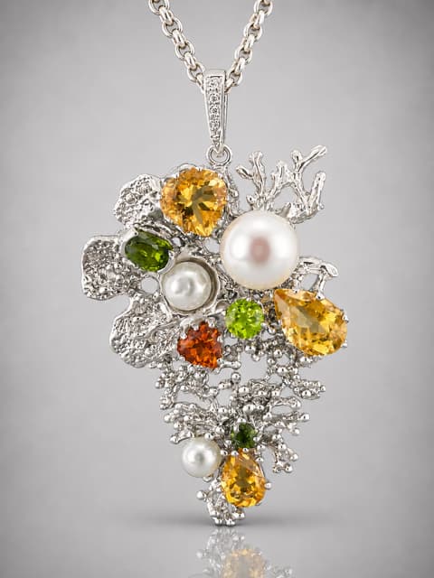 Pearl & Citrine Pendant - Sterling Silver