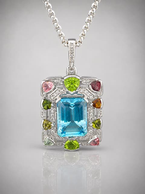 Blue Topaz Pendant - Sterling Silver