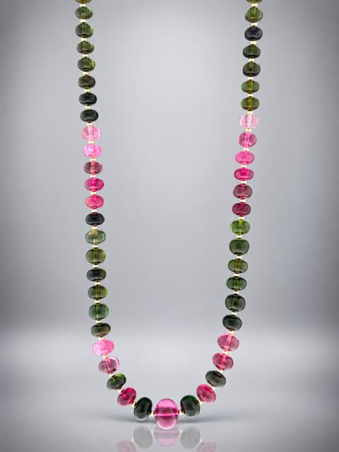 pink and green tourmaline necklace gold