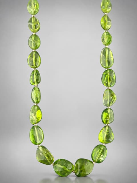 Peridot Necklace with Gold beads - P050