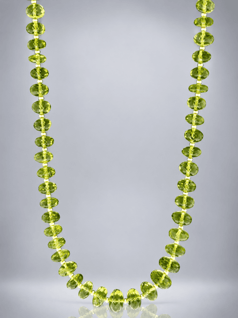Peridot Necklace with Gold beads - P003