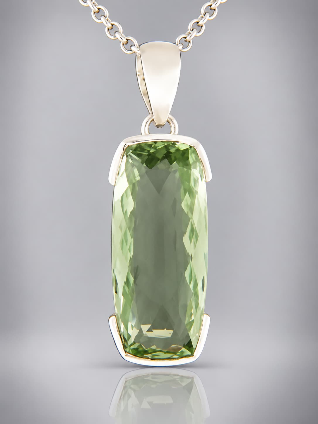 Green Amethyst sterling silver pendant