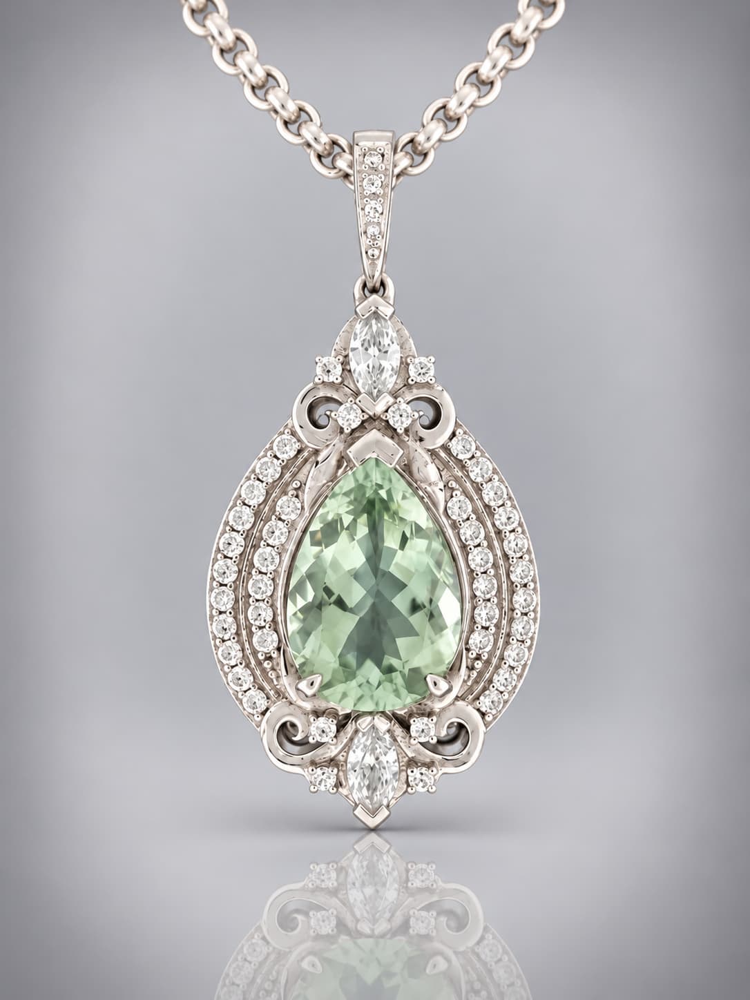 Green Amethyst sterling silver pendant