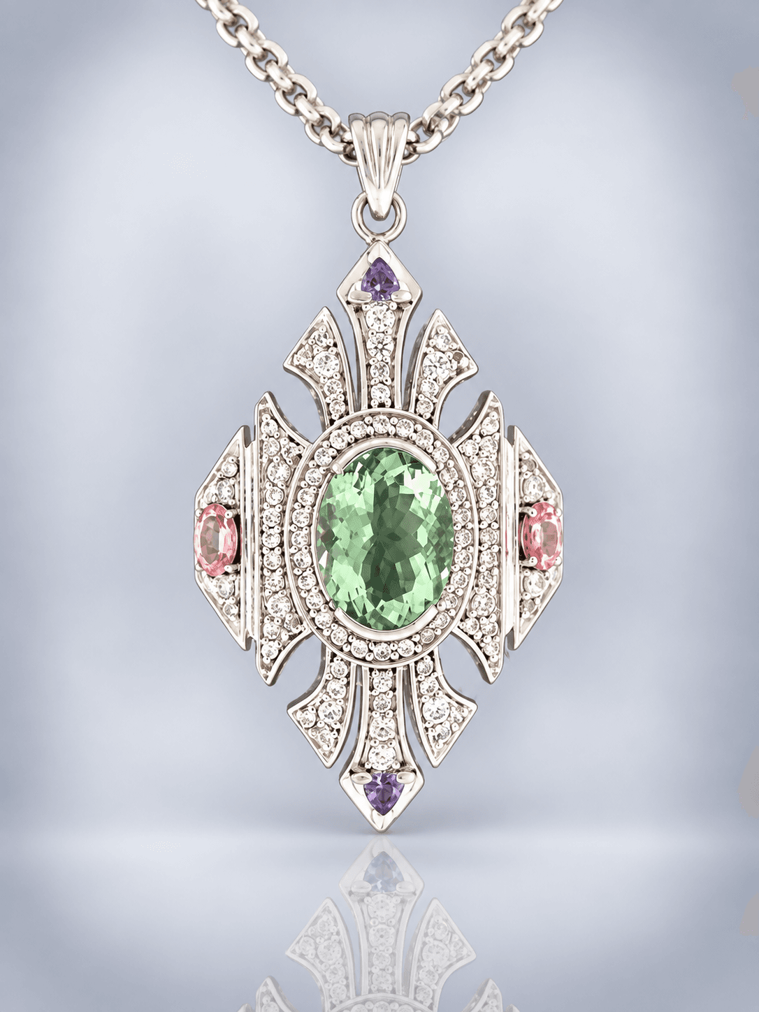 Green Amethyst (Prasiolite) Pendant - Sterling Silver - PRA303