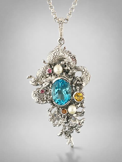 Blue Topaz Pendant - Sterling Silver