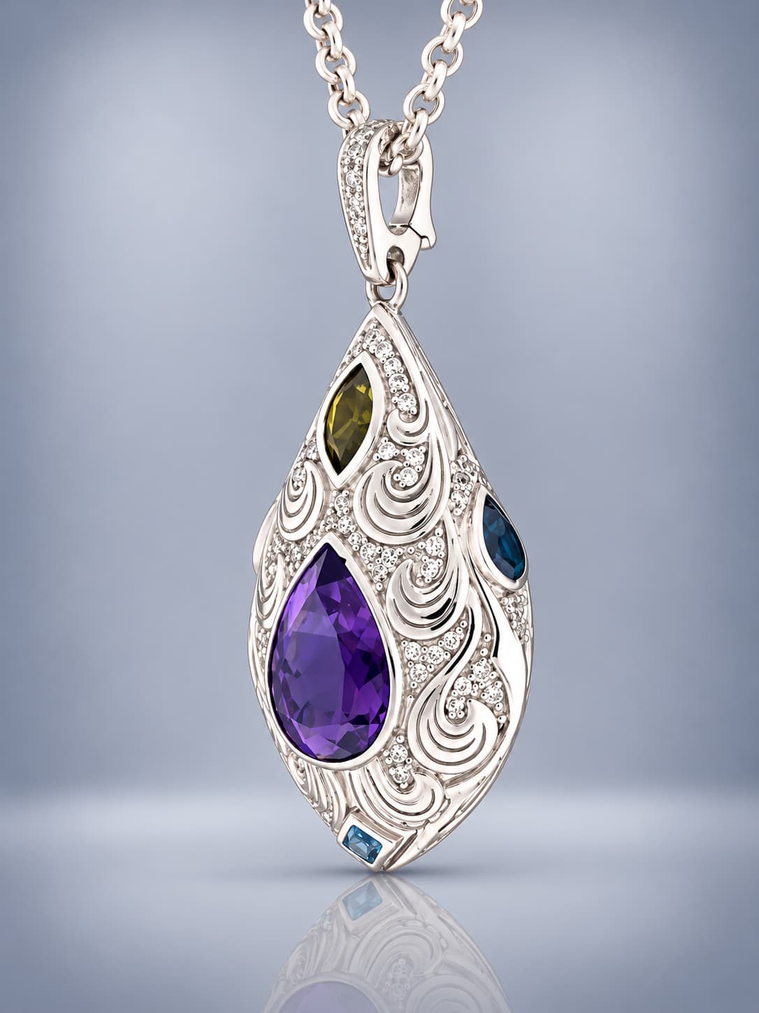 Amethyst pendant sterling silver