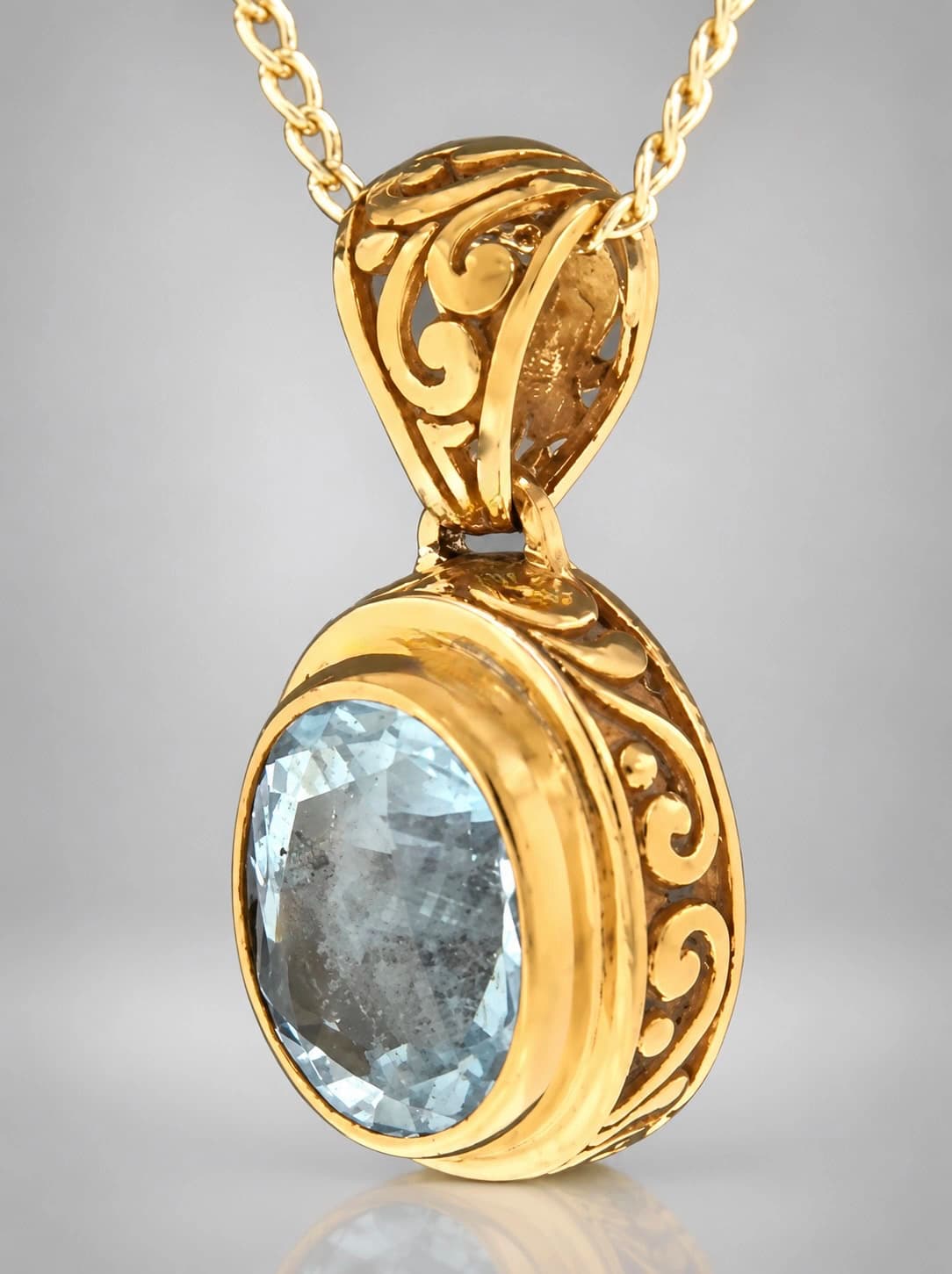 Blue topaz gold vermeil pendant