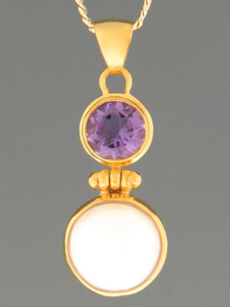 Amethyst & Pearl Pendant - Gold Vermeil