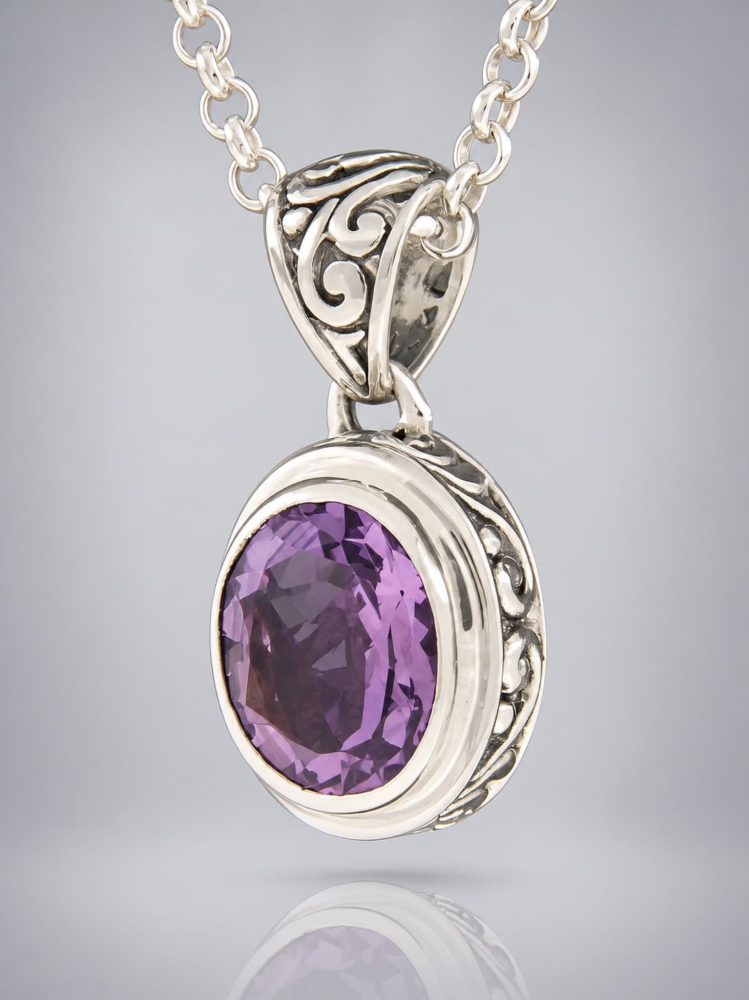 Amethyst pendant sterling silver