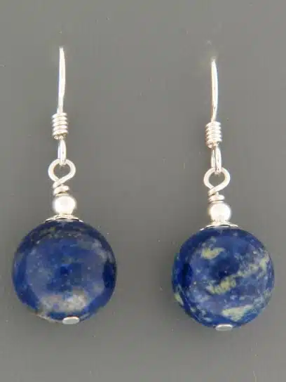 Lapis Lazuli Earrings - Sterling Silver - 12mm stones