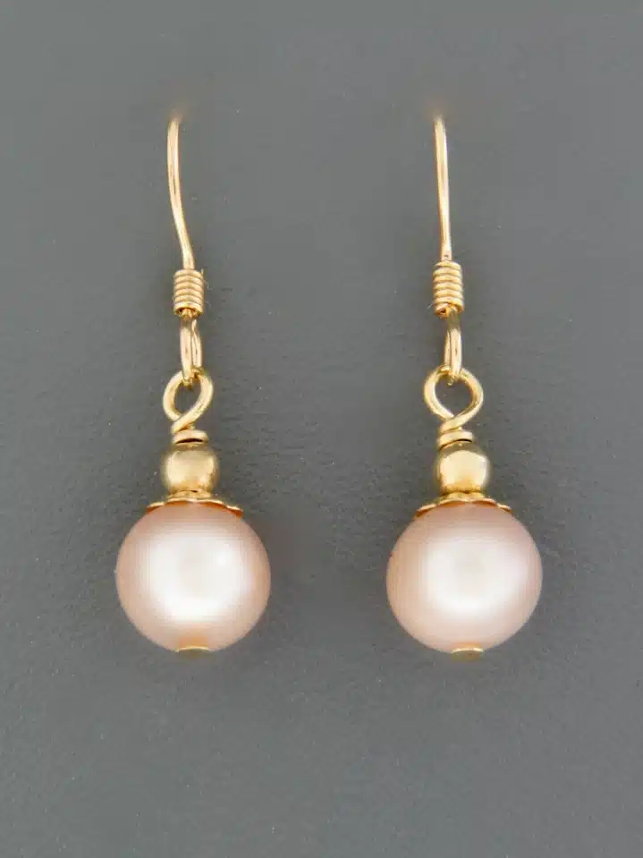 8mm Pink Pearl Earrings - 14ct Gold Filled - YP8G