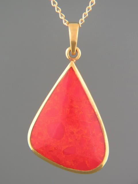 Red Coral Pendant - Gold Vermeil