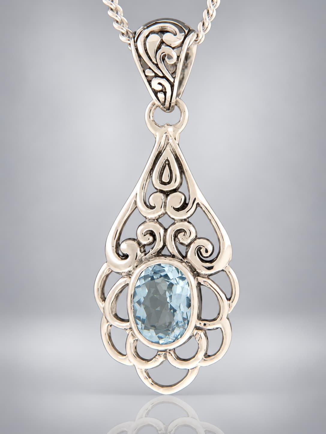Blue topaz sterling silver pendant