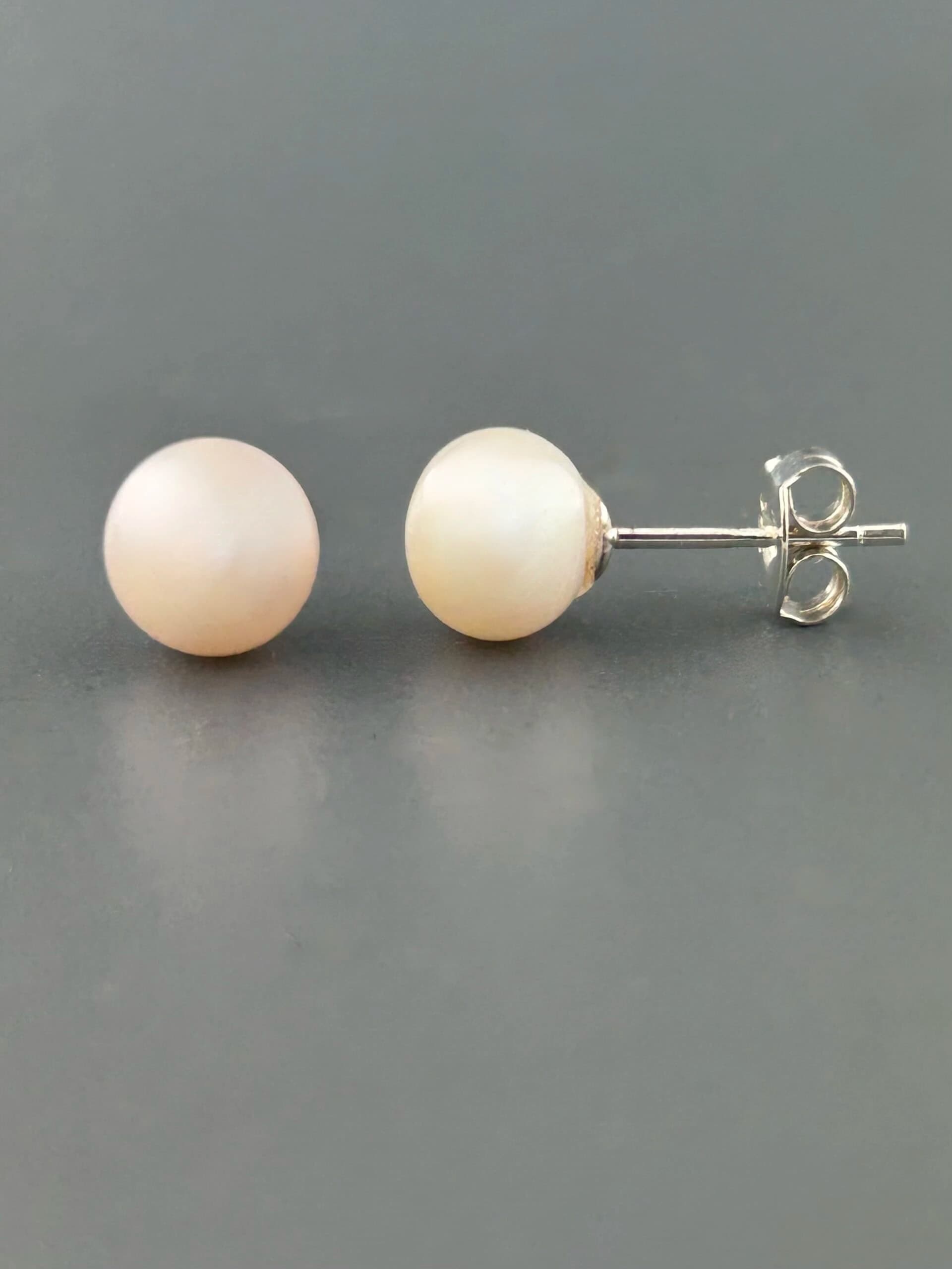 6mm White Pearl stud Earrings - Sterling Silver - YW6ZS