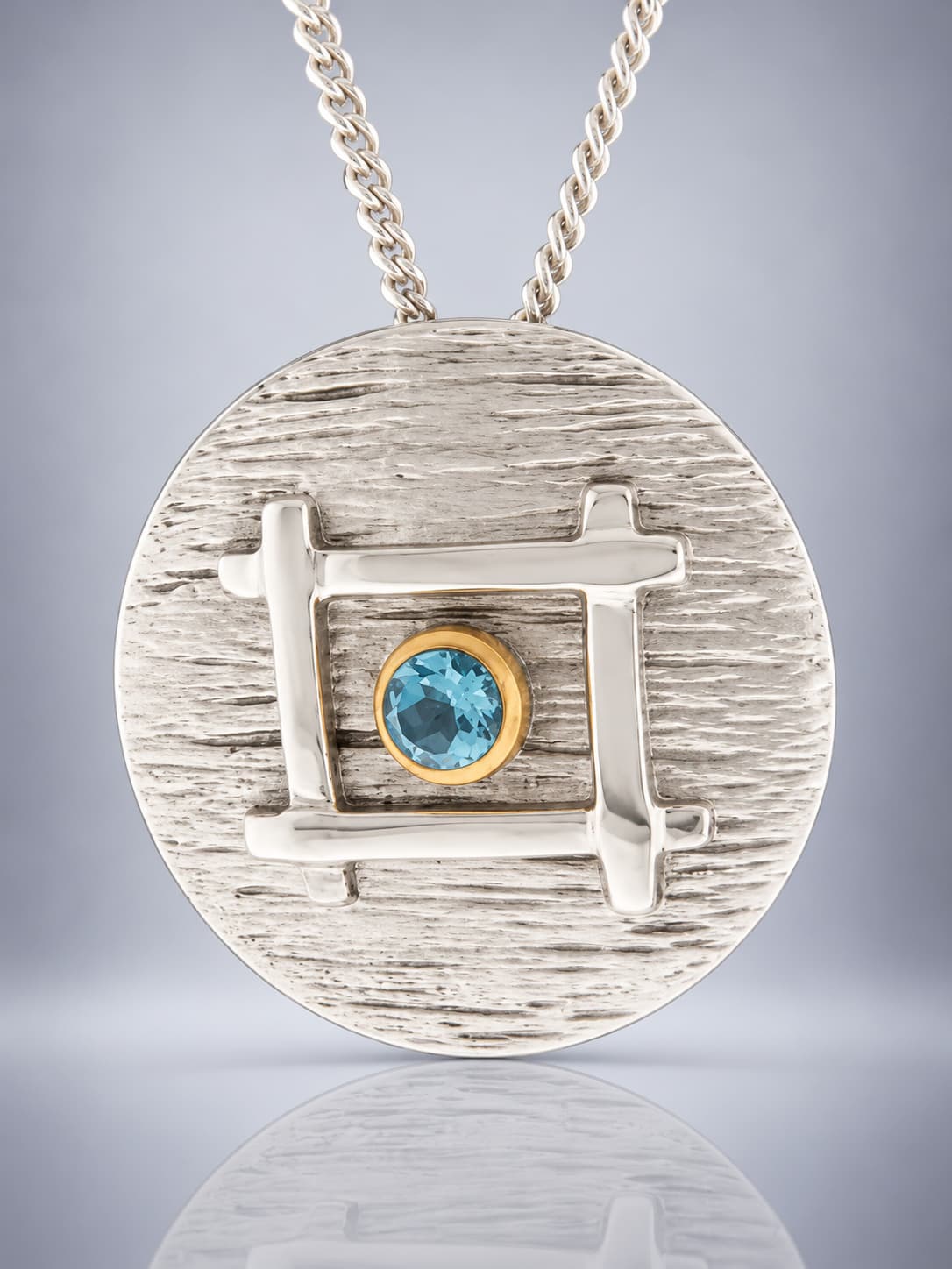 Blue Topaz sterling silver pendant