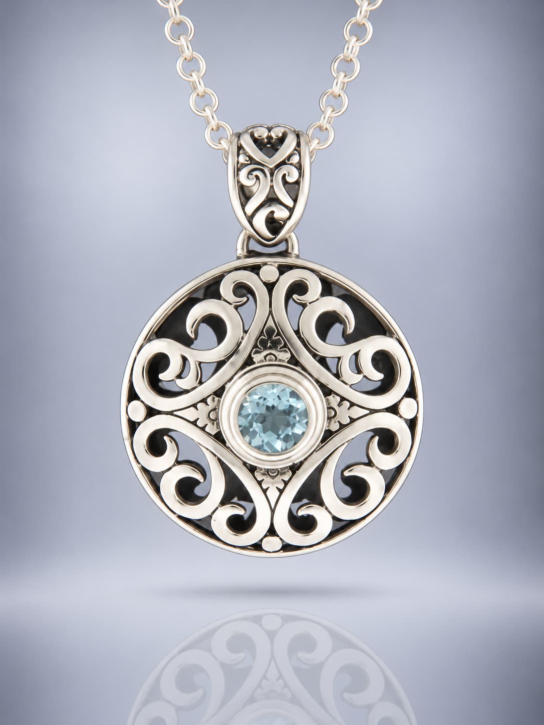 Blue Topaz sterling silver pendant
