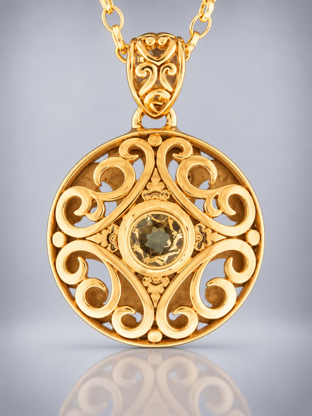 Citrine Faceted Gold Vermeil pendant