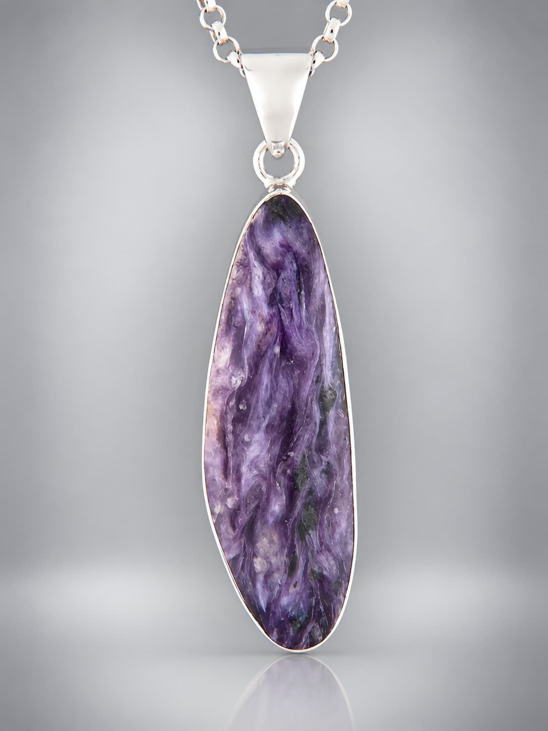 Charoite sterling silver pendant