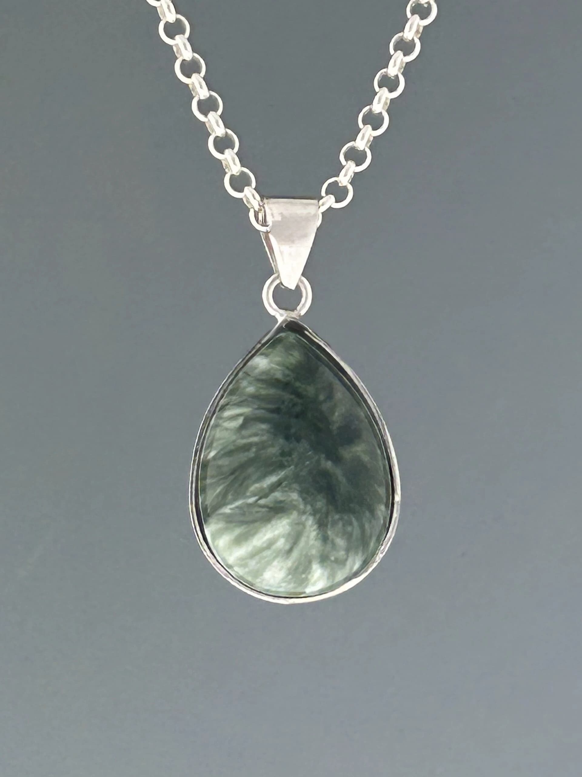 Seraphinite Pendant - Sterling Silver