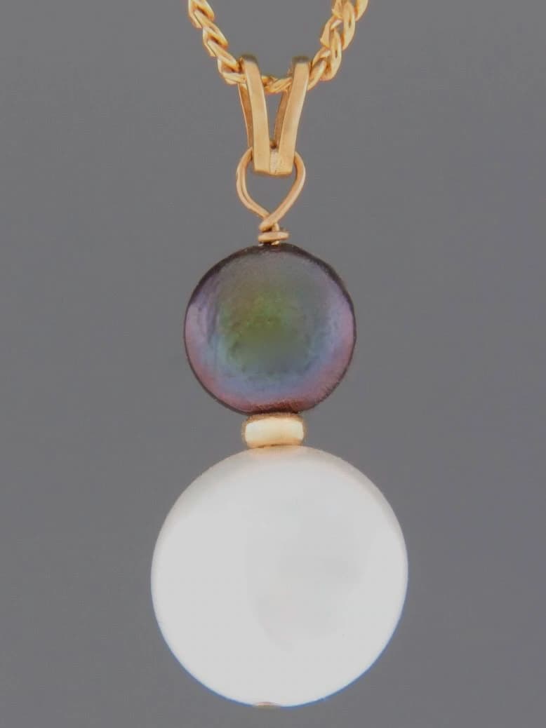 Coin Pearl Pendant - 14ct Gold