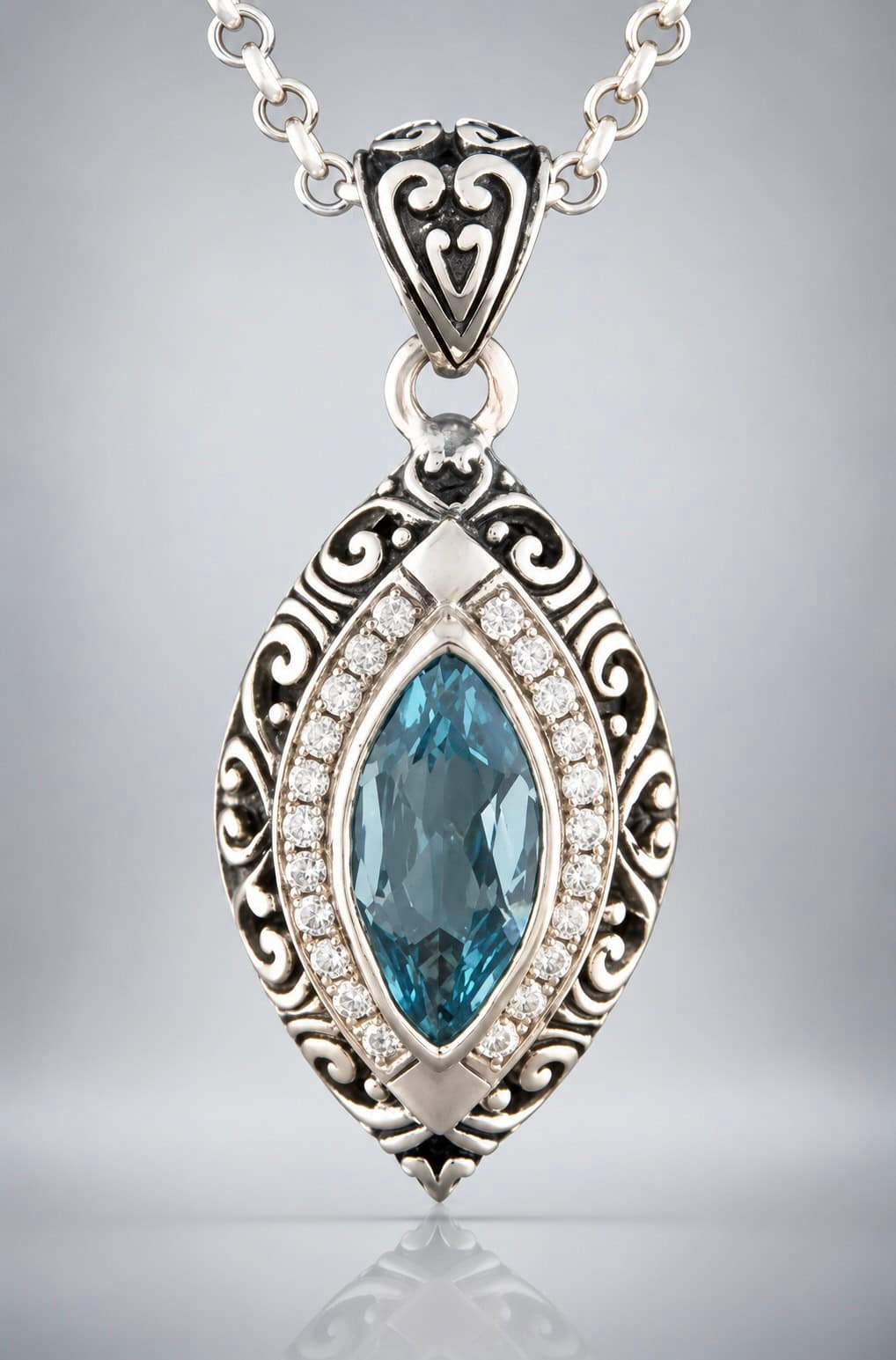 Blue Topaz sterling silver pendant