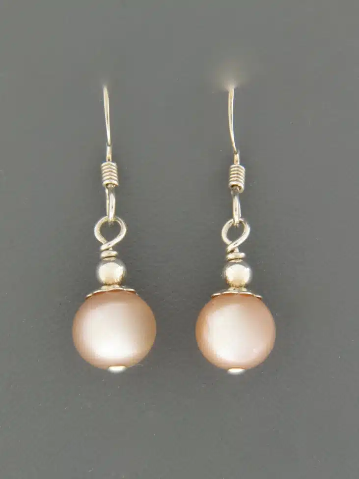 8mm Pink Pearl Earrings - Sterling Silver - YP8S
