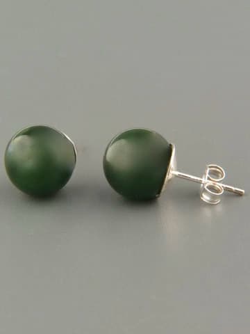 Jade Earrings - Sterling Silver stud - 10mm stones