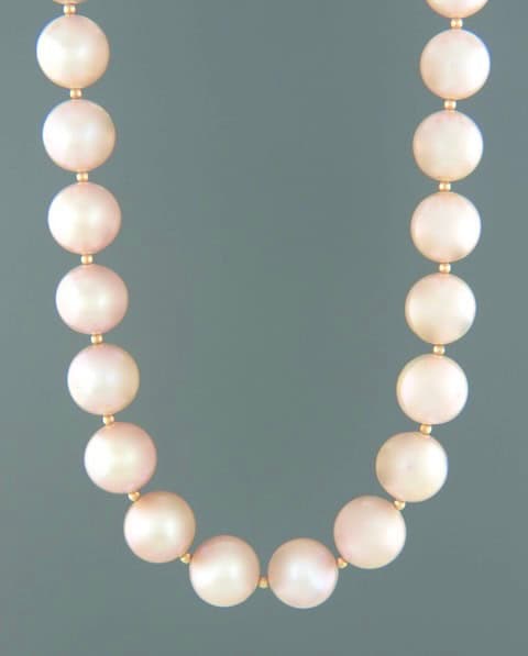 11-12mm Pink Pearls with Gold beads